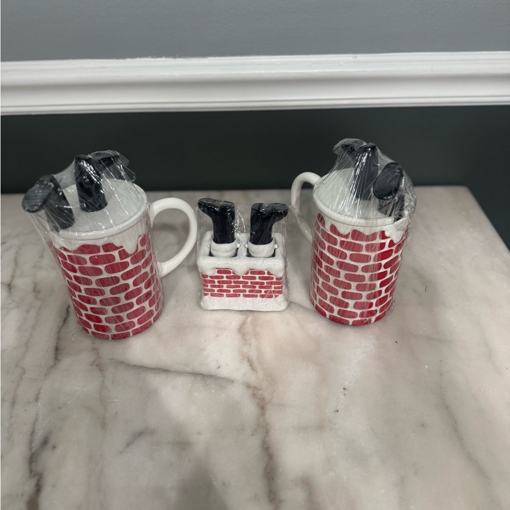 Department 56 Santa Chimney Mug Set - Red and Black